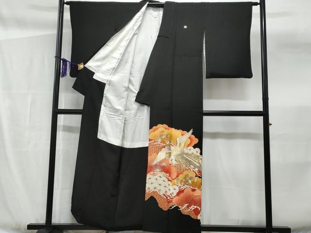 平和屋着物■豪華黒留袖　刺繍　鳳凰松葉文　金彩　正絹　逸品　CABF6925fb