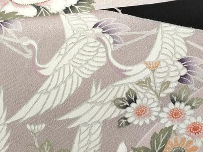 平和屋着物■豪華黒留袖 駒刺繍 扇面飛鶴花文 暈し染め 金彩 正絹 逸品 CABF6929fb