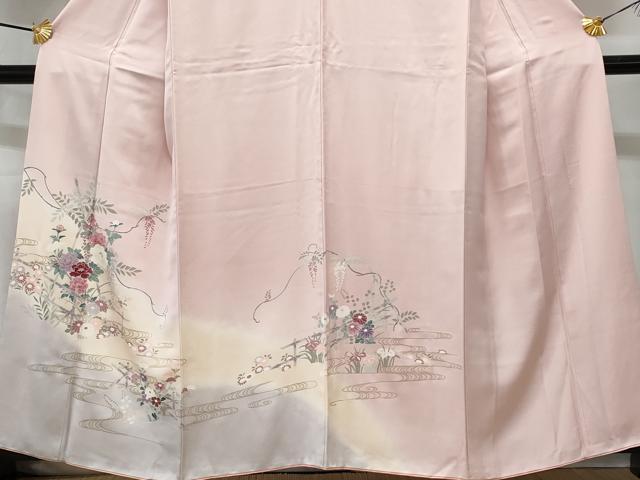 平和屋着物■訪問着 流水竹垣草花文 暈し染め 金彩 正絹 逸品 CABF6930fb