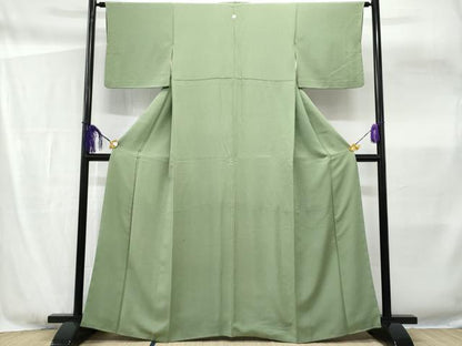 平和屋着物■上質な色無地 老竹色 正絹 逸品 CABF6935fb