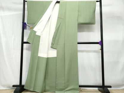 平和屋着物■上質な色無地 老竹色 正絹 逸品 CABF6935fb