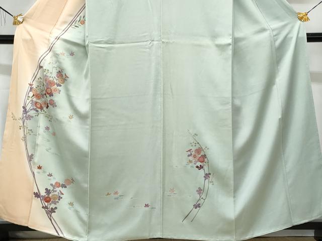 平和屋着物●訪問着　枝花文　暈し染め　金銀彩　正絹　逸品　未使用　CABB5040vp 平和屋着物□訪問着 刺繍 枝花文 暈し染め 金彩 正絹 逸品 BAAW8234yc