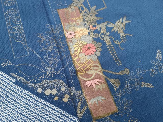 平和屋着物■訪問着　刺繍　絞り　短冊重ね花文　金彩　正絹　逸品　CABF6944fb