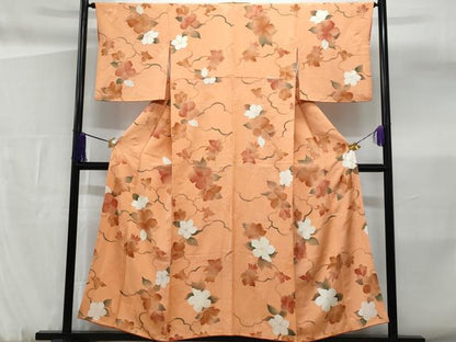 平和屋着物■上質な小紋　地紋起こし　枝花文　正絹　逸品　CABF6952fb