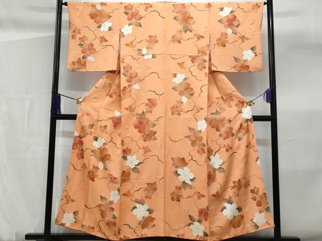 平和屋着物■上質な小紋　地紋起こし　枝花文　正絹　逸品　CABF6952fb