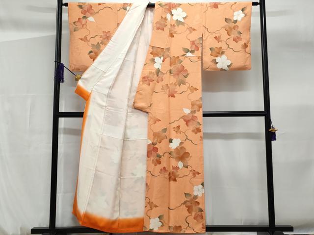 平和屋着物■上質な小紋　地紋起こし　枝花文　正絹　逸品　CABF6952fb