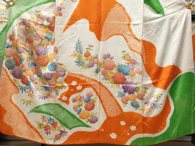 平和屋着物●豪華振袖　総絞り　源氏車花文　正絹　逸品　未使用　DABD6096du 平和屋着物○豪華振袖 総絞り 源氏車花文 正絹 逸品 未使用 DABD6096du