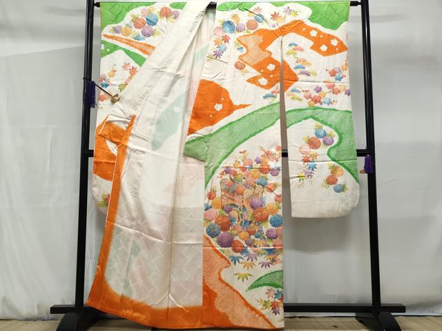 平和屋着物■豪華振袖　絞り　御所車花文　金彩　正絹　逸品　CABF6954fb