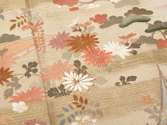 平和屋着物■豪華色留袖　作家物　刺繍　渡り橋花文　暈し染め　金彩　正絹　逸品　CABF6961fb