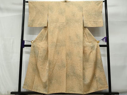 平和屋着物■上質な小紋　ろうけつ染　草花文　暈し染め　反端付き　正絹　逸品　CABF6971fb