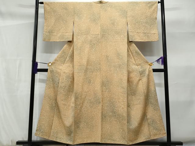 平和屋着物■上質な小紋　ろうけつ染　草花文　暈し染め　反端付き　正絹　逸品　CABF6971fb