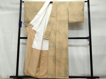 平和屋着物■上質な小紋　ろうけつ染　草花文　暈し染め　反端付き　正絹　逸品　CABF6971fb