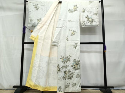 平和屋着物■訪問着　手描き　草花文　正絹　逸品　CABF6974fb
