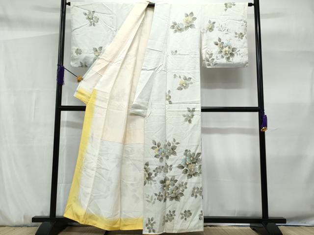 平和屋着物■訪問着　手描き　草花文　正絹　逸品　CABF6974fb