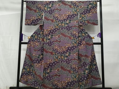 平和屋着物■上質な小紋　道長花文　金彩　正絹　逸品　CABF6977fb
