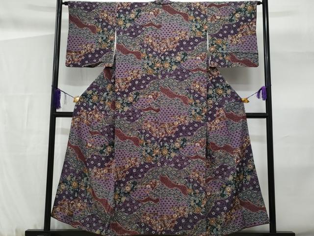 平和屋着物■上質な小紋　道長花文　金彩　正絹　逸品　CABF6977fb