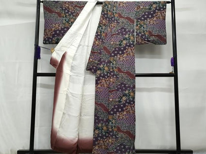 平和屋着物■上質な小紋　道長花文　金彩　正絹　逸品　CABF6977fb