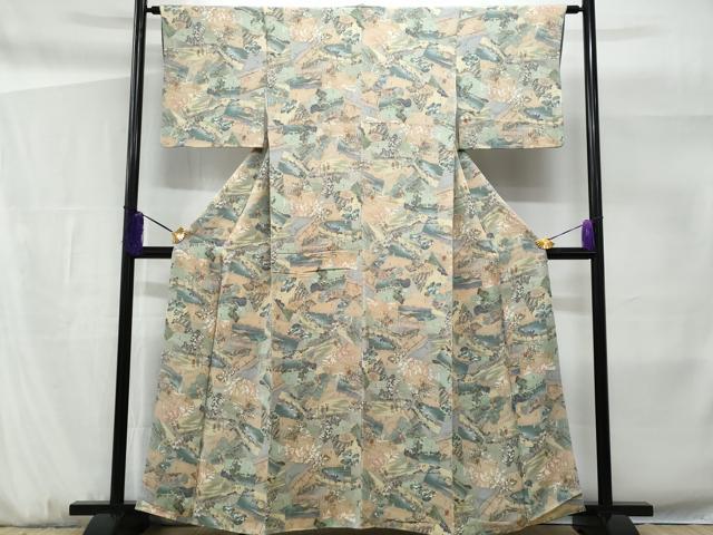 平和屋着物■上質な小紋　色紙重ね人物風景文　鬼しぼ縮緬　ますいわ屋扱い　正絹　逸品　CABF6979fb