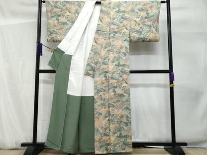 平和屋着物■上質な小紋　色紙重ね人物風景文　鬼しぼ縮緬　ますいわ屋扱い　正絹　逸品　CABF6979fb