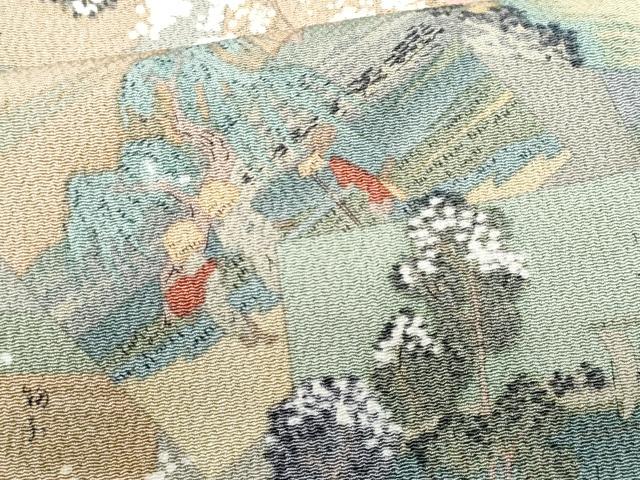 平和屋着物■上質な小紋　色紙重ね人物風景文　鬼しぼ縮緬　ますいわ屋扱い　正絹　逸品　CABF6979fb