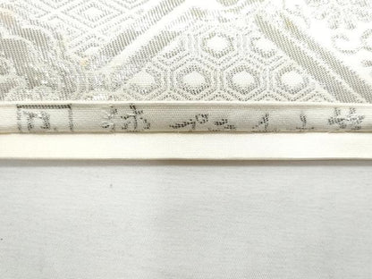 平和屋着物◎六通柄袋帯 蜀江花文 純プラチナ箔 正絹 逸品 未使用 CABF6982fb