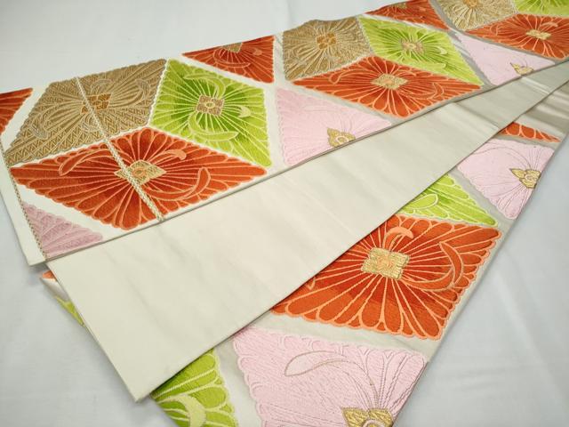 平和屋着物◎六通柄袋帯　唐織　菱花文　金銀糸　正絹　逸品　CABF6989fb