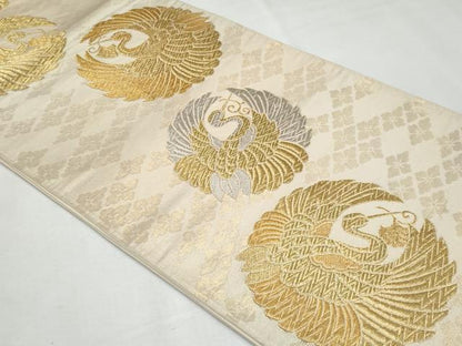 平和屋着物◎六通柄袋帯 花喰鳥 金銀糸 正絹 逸品 CABF6993fb