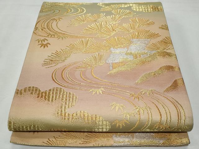 平和屋着物◎六通柄袋帯 浜松文 金銀糸 正絹 逸品 CABF6994fb