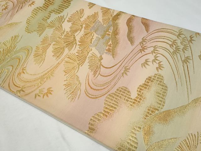 平和屋着物◎六通柄袋帯 浜松文 金銀糸 正絹 逸品 CABF6994fb