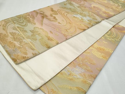 平和屋着物◎六通柄袋帯 浜松文 金銀糸 正絹 逸品 CABF6994fb
