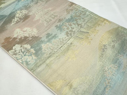 平和屋着物◎六通柄袋帯 遠山風景文 金糸 正絹 逸品 CABF7000fb