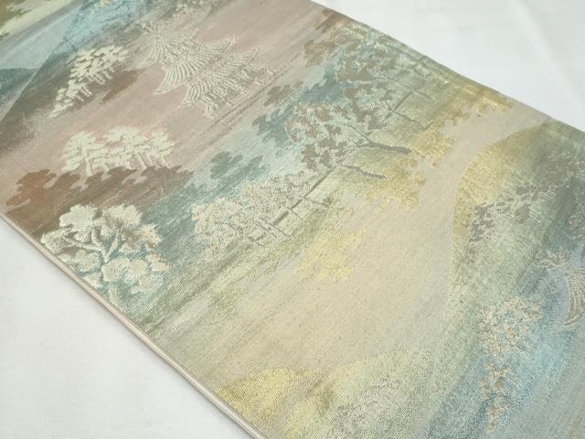 平和屋着物◎六通柄袋帯 遠山風景文 金糸 正絹 逸品 CABF7000fb