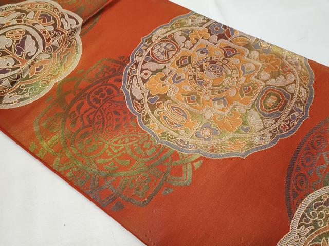 平和屋着物◎六通柄袋帯 絵皿吉祥文 金糸 正絹 逸品 CABF7005fb