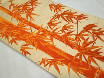 平和屋着物◎六通柄袋帯 唐織 笹竹文 正絹 逸品 CABF7007fb