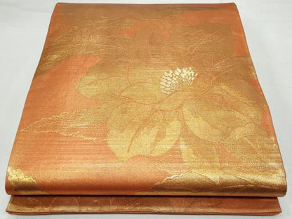 平和屋着物◎六通柄袋帯 草花文 金糸 正絹 逸品 CABF7014fb