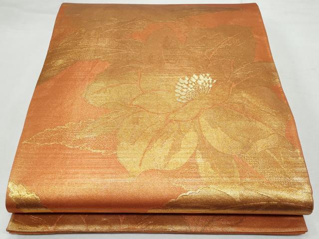 平和屋着物◎六通柄袋帯 草花文 金糸 正絹 逸品 CABF7014fb