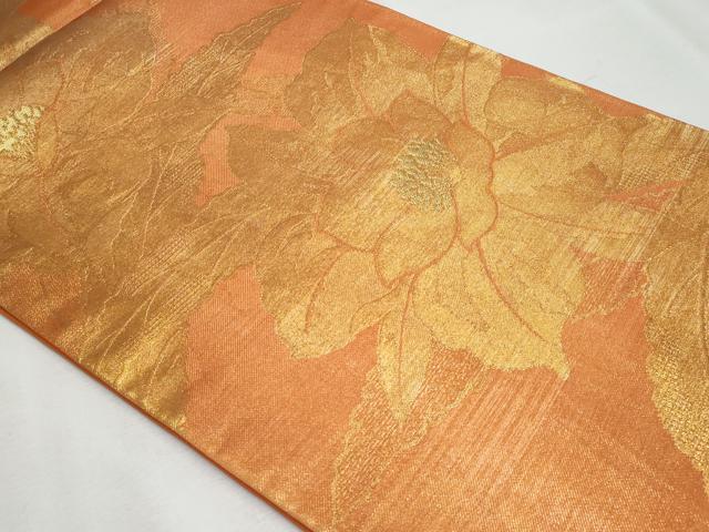 平和屋着物◎六通柄袋帯 草花文 金糸 正絹 逸品 CABF7014fb