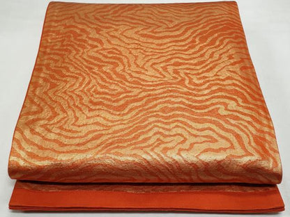 平和屋着物◎六通柄袋帯 杢目文様 金糸 正絹 逸品 CABF7015fb