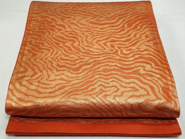 平和屋着物◎六通柄袋帯 杢目文様 金糸 正絹 逸品 CABF7015fb
