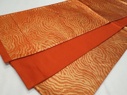 平和屋着物◎六通柄袋帯 杢目文様 金糸 正絹 逸品 CABF7015fb
