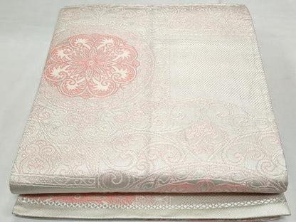 平和屋着物◎六通柄袋帯 絵皿花文 正絹 逸品 CABF7017fb