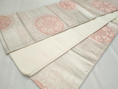 平和屋着物◎六通柄袋帯 絵皿花文 正絹 逸品 CABF7017fb