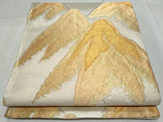 平和屋着物◎六通柄袋帯 遠山文 金銀糸 正絹 逸品 CABF7020fb