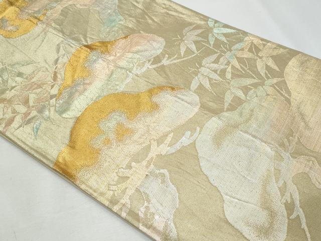 平和屋着物◎六通柄袋帯 笹松文 金糸 正絹 逸品 CABF7021fb
