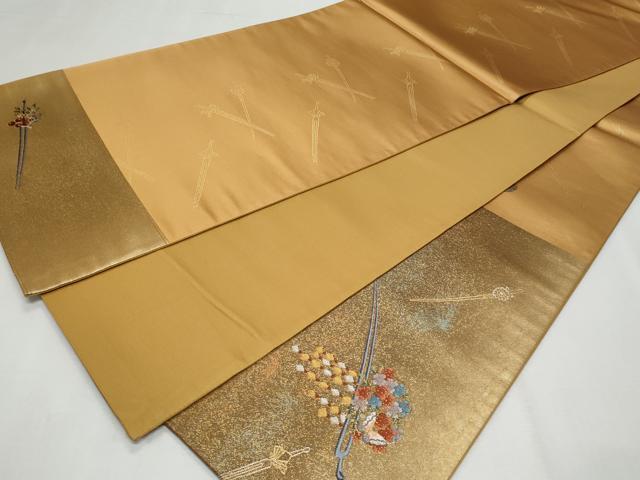 平和屋着物◎太鼓柄袋帯 唐織 簪 金銀糸 正絹 逸品 CABF7026fb