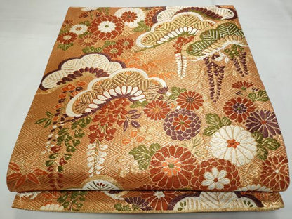 平和屋着物◎佐賀錦 六通柄袋帯 唐織 藤花房 金糸 正絹 逸品 CABF7027fb