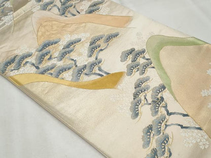 平和屋着物◎六通柄袋帯 唐織 枝松文 金糸 正絹 逸品 CABF7030fb