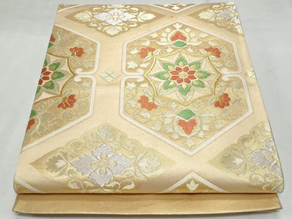 平和屋着物◎六通柄袋帯　唐織　花唐草文　金銀糸　正絹　逸品　CABF7033fb