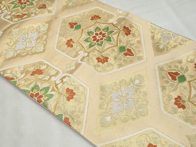 平和屋着物◎六通柄袋帯　唐織　花唐草文　金銀糸　正絹　逸品　CABF7033fb