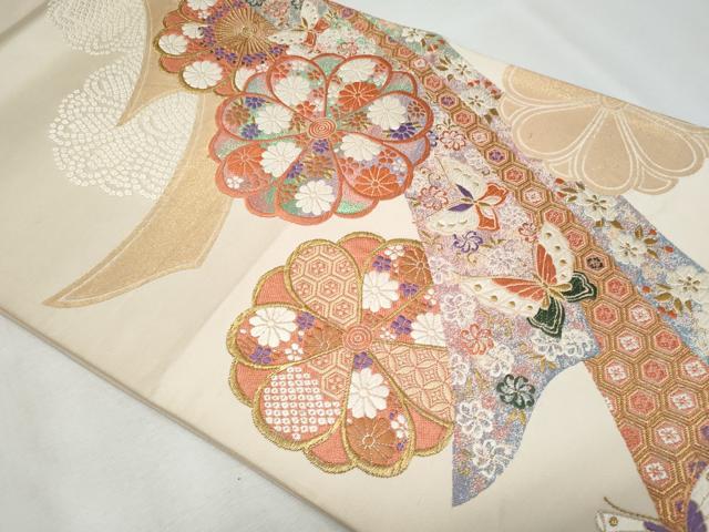 平和屋着物◎六通柄袋帯 唐織 舞蝶花文 金糸 正絹 逸品 CABF7035fb